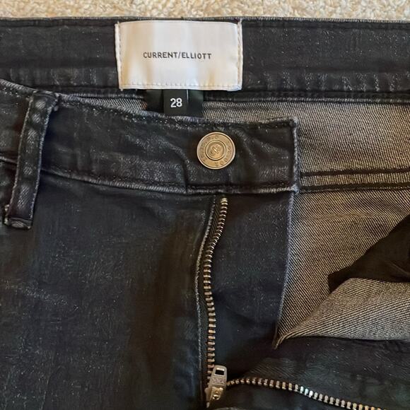 Current Elliott Skinny Jeans Distressed Ankle Black 28x26 - Picture 7 of 11